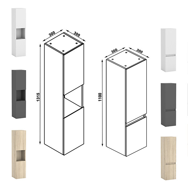 AICA SANITAIRE - Ensemble meuble Salle de Bain 120cm avec colonne + miroir lumineux 3 couleurs Anthracite - large