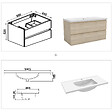 AICA SANITAIRE - AICA ensemble meuble salle de bain 100 cm Chêne Wotan avec 2 tiroirs à fermeture automatique, lavabo céramique + miroirBluetooth + 2 colonnes, suspendu - vignette
