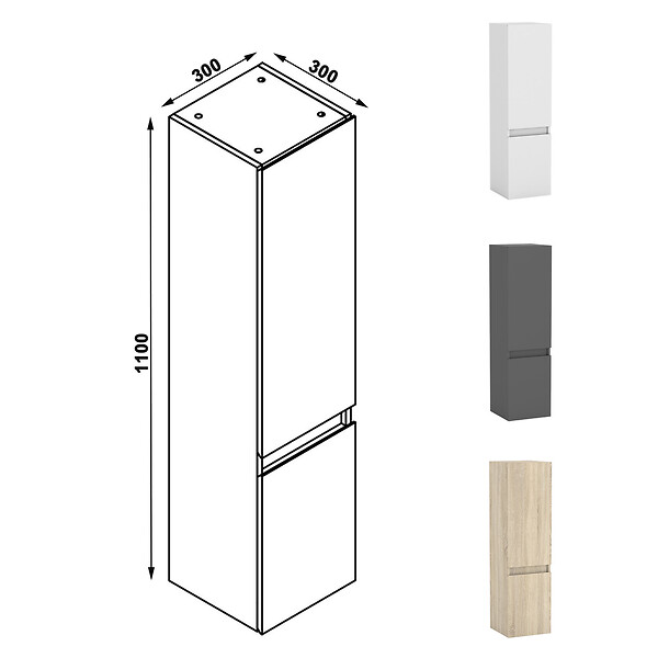 AICA SANITAIRE - Ensemble meubles Salle de Bain 120cm avec colonne + miroir lumineux 3 couleurs Anthracite - large