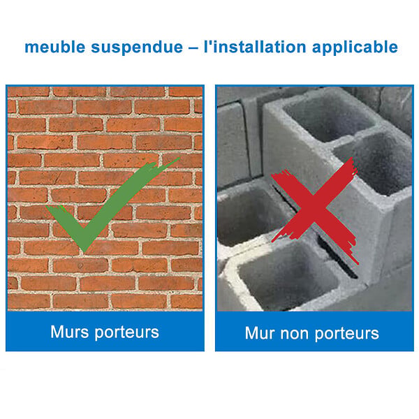 AICA SANITAIRE - Aica Sanitaire 99(L)x45(W)x40cm(H)cm Meuble salle de bain anthtacite 2 portes avec une vasque à suspendre - large