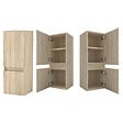 AICA SANITAIRE - AICA Ensemble meuble double vasque L.120cm 4 tiroirs + lavabo + LED miroir + colonne,chêne - vignette