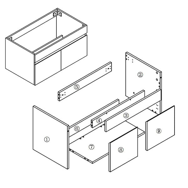 AICA SANITAIRE - AICA Meuble de salle de bain 80cm à double porte, suspendu, blanc - large