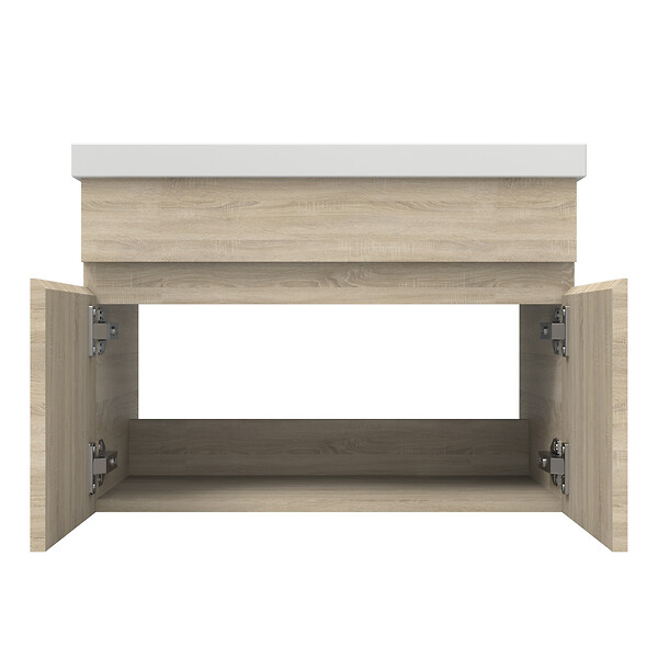 AICA SANITAIRE - AICA Meuble de salle de bain 60cm à double porte, suspendu, Chêne - large