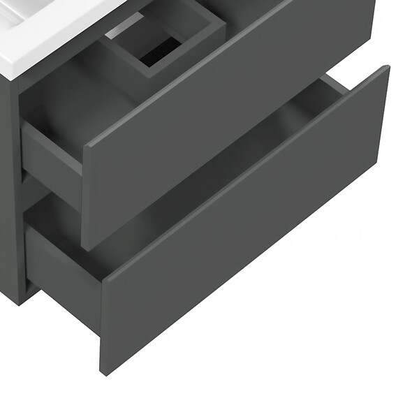 AICA SANITAIRE - AICA Meuble de salle de bain 60cm avec 2 tiroirs, suspendu Anthracite - large