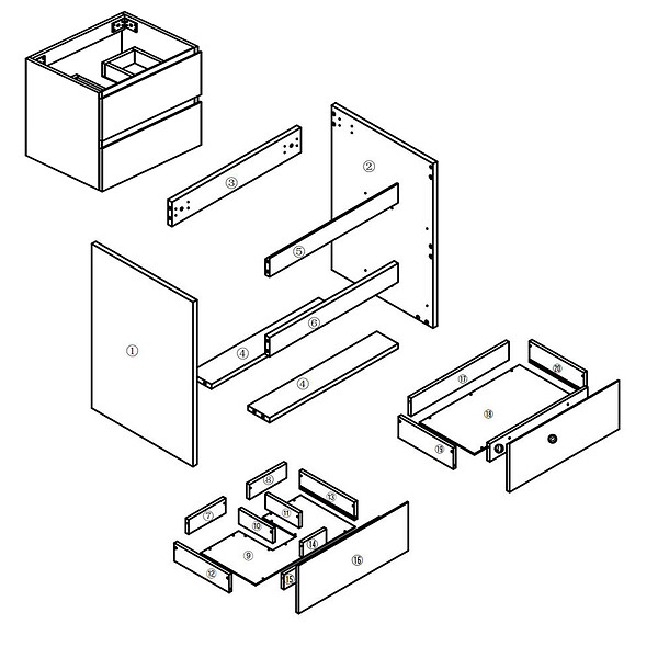 AICA SANITAIRE - AICA Meuble de salle de bain chêne 80cm, suspendu avec 2 tiroirs - large