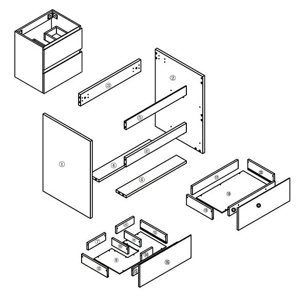 AICA SANITAIRE - AICA Meuble de salle de bain blanc 50cm, suspendu avec 2 tiroirs - large