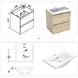 AICA SANITAIRE - AICA Ensemble meuble vasque L.50cm chêne 2 tiroirs + colonne + lavabo - vignette