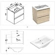 AICA SANITAIRE - AICA Ensemble meuble vasque L.50cm chêne 2 tiroirs + lavabo + colonne design - vignette