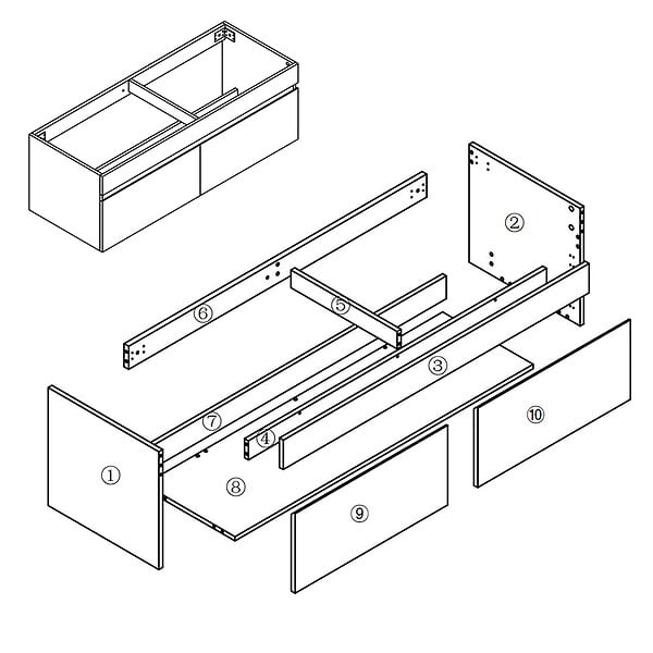 AICA SANITAIRE - AICA Meuble de salle de bain 120cm à double porte, suspendu, Anthracite - large