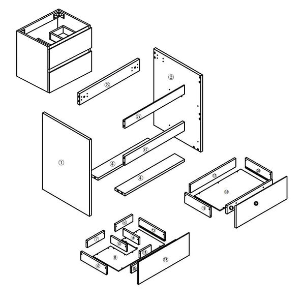 AICA SANITAIRE - AICA Meuble de salle de bain blanc 60cm, suspendu avec 2 tiroirs - large