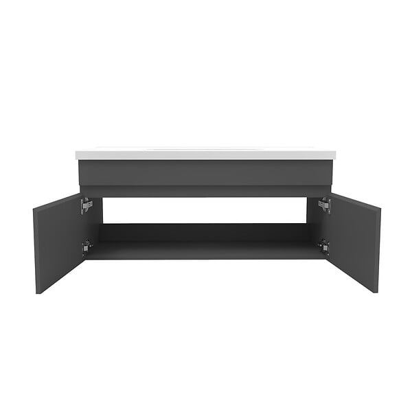 AICA SANITAIRE - AICA Meuble de salle de bain 100cm à double porte, suspendu, Anthracite - large