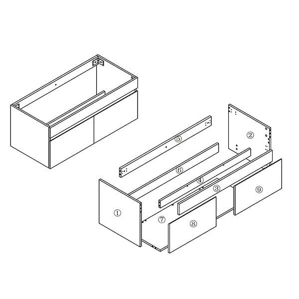 AICA SANITAIRE - AICA Meuble de salle de bain 100cm à double porte, suspendu, Anthracite - large