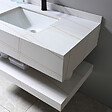 LUXURYBAIN - LuxuryBain - Meuble de salle de bain simple vasque 100cm effet marbre blanc et doré avec miroir led - vignette