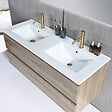 LUXURYBAIN - Meuble salle de bain double vasque 120cm bois et miroir LED LB-8331M - vignette