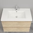 AICA SANITAIRE - AICA Ensemble meuble Chêne et vasque L.79cm 2 tiroirs + colonne haut + lavabo + miroir - vignette