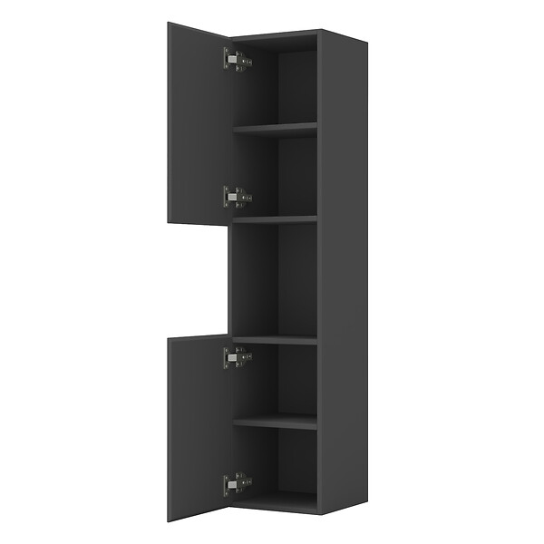 AICA SANITAIRE - AICA Ensemble meuble double vasque L.120cm 4 tiroirs + lavabo + 2*LED miroirs rond 60cm + 2*colonne,anthracite B - large