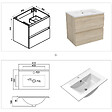 AICA SANITAIRE - AICA Ensemble meuble vasque L.60cm 2 tiroirs + lavabo + LED miroir rond 60cm + colonne,chêne easy - vignette