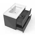 AICA SANITAIRE - AICA ensemble meuble salle de bain 80 cm anthracite brillant avec 2 tiroirs à fermeture automatique, lavabo céramique simple + colonne, suspendu - vignette