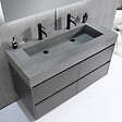 LUXURYBAIN - Meuble salle de bain double vasque 120cm gris et effet marbre gris avec miroir LED LB-8476G-120 - vignette