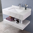 LUXURYBAIN - LuxuryBain - Meuble de salle de bain simple vasque 100cm  effet marbre blanc avec miroir led - vignette