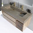 LUXURYBAIN - Meuble salle de bain double vasque 120cm bois et effet marbre marron avec miroir LED LB-8512M-120 - vignette