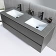 LUXURYBAIN - Meuble salle de bain double vasque 120cm gris et effet marbre gris avec miroir LED LB-8475G-120 - vignette