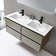 LUXURYBAIN - LuxuryBain - Meuble de salle de bain double vasque 120cm bois et vert avec miroir led - vignette