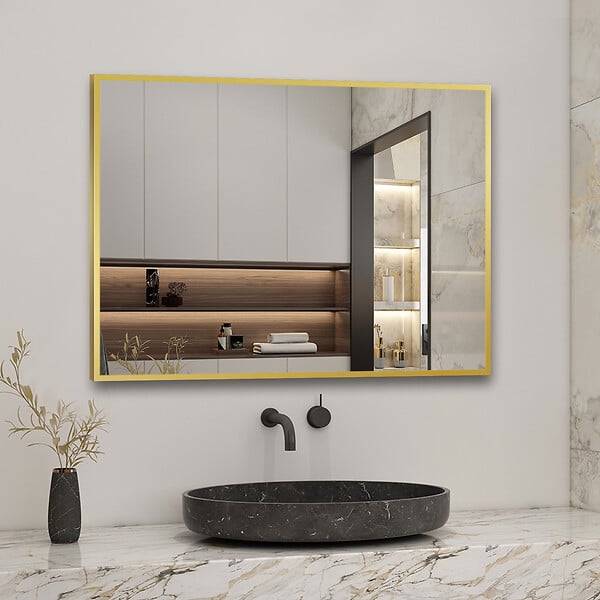 AICA SANITAIRE - Ensemble meuble de salle de bains 120cm vasque + colonne + miroir,chêne - large
