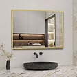 AICA SANITAIRE - Ensemble meuble de salle de bains 120cm vasque + colonne + miroir,chêne - vignette
