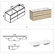 AICA SANITAIRE - AICA Ensemble meuble double vasque L.120cm 4 tiroirs + lavabo + 2*LED miroirs rond 60cm + 2*colonne,chêne.easy - vignette