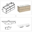 AICA SANITAIRE - AICA Ensemble meuble double vasque L.120cm 4 tiroirs + lavabo + 2*LED miroirs rond 60cm + colonne C,chêne,easy - vignette