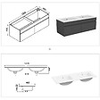AICA SANITAIRE - AICA Ensemble meuble double vasque L.120cm anthracite 2 portes + lavabo + LED miroir,moderne - vignette