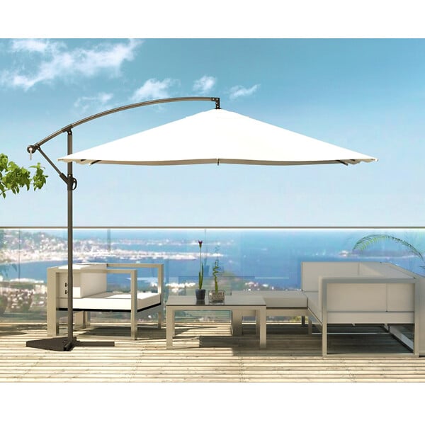 CONCEPT USINE - Parasol  ecru déporté carré 3 x 3 m led SOLENZARA - large