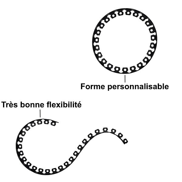 GT GARDEN - Bordure de jardin flexible noire - 5 cm x 10 mètres avec 20 piquets d'ancrage - large
