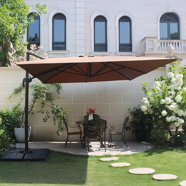 CONCEPT USINE - Parasol  marron déporté rectangle 3 x 4 m rotatif à 360 CESARE - large