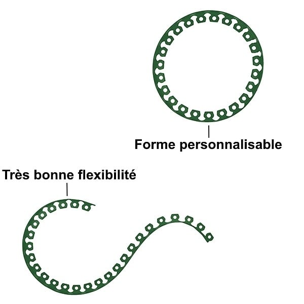 GT GARDEN - Bordure de jardin flexible verte - 5 cm x 10 mètres avec 20 piquets d'ancrage - large