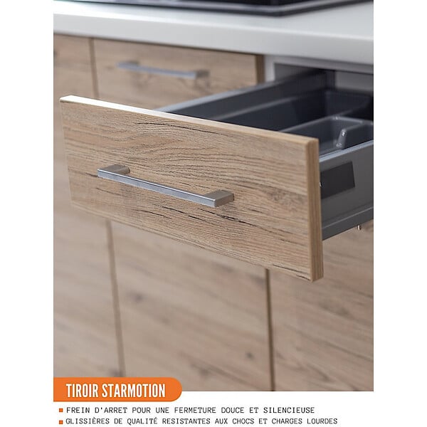 CUISINEANDCIE - Cuisineandcie - Meuble bas de cuisine Eco Noyer Blanchi 1 porte 1 tiroir L 40 cm - large