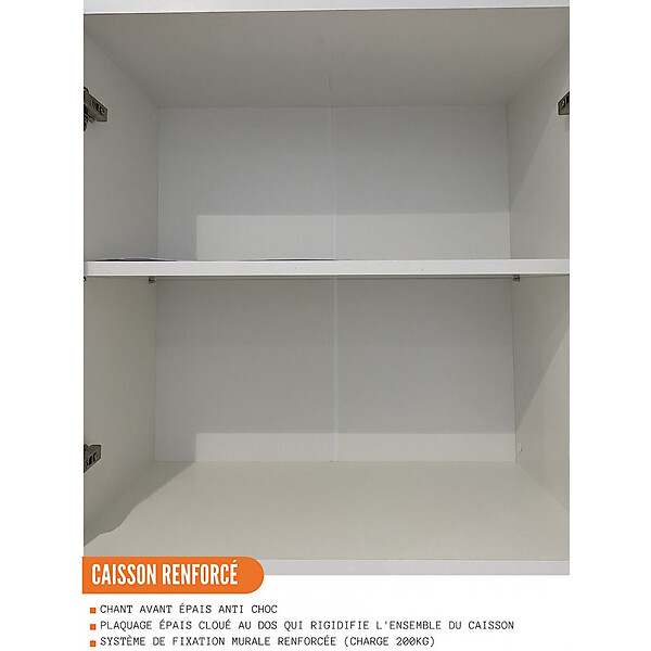 CUISINEANDCIE - Cuisineandcie - Meuble haut de cuisine Eco Blanc Brillant 1 porte L 30 cm - large