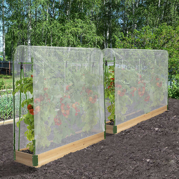 ID MARKET - Duo serres à tomates modulables spéciales croissance kit complet bâche + support - large