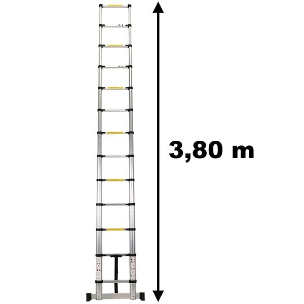 GT MARKET - Échelle télescopique en aluminium - 3.80 mètres - large