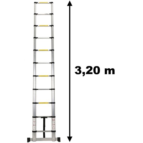 GT MARKET - Échelle télescopique en aluminium - 3.20 mètres - large