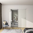 AICA SANITAIRE - AICA porte coulissante 90x225cm porte intérieure coulissante en verre sablé, porte intérieure avec un rail blanc - vignette