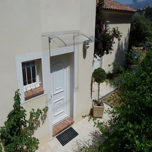 MCCOVER - AUVENT - MARQUISE DE PORTE D'ENTRÉE MÉLANIE Gris clair, L.150 cm, Profondeur totale - 90 cm - large