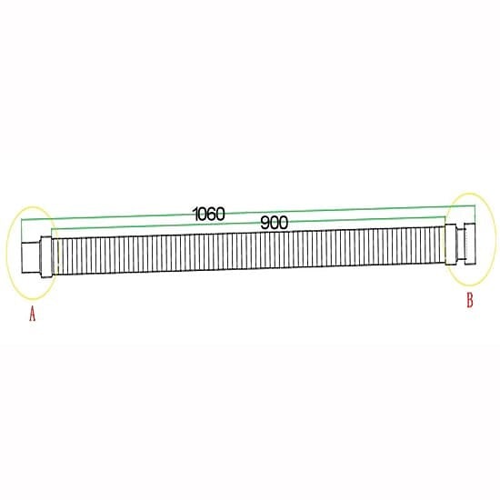 AICA SANITAIRE - AICA Tuyau de bonde 90cm, siphon pour bonde de receveur, tuyau flexible - large