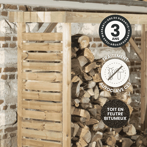 CERLAND - ABRI BUCHES BOIS XL 238,5X89,5X183CM - large