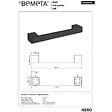 BEMETA - Barre d'appui de douche NERO en laiton noir 32 x4 x6 cm - vignette