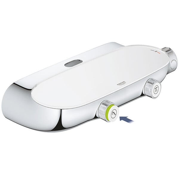 GROHE - Colonne de douche thermostatique RAINSHOWER SYSTEM SMARTCONTROL 360 GROHE 26361LS0 - tête Ø 22 cm + douchette 4 jets - large