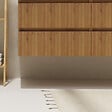 GODART - Meuble salle de bain 140 cm - Double vasque Solid surface - Effet bois strié - A suspendre - Karaib 2 - vignette