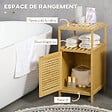KLEANKIN - Meuble bas salle de bain rangement salle de bain 1 porte 2 étagères bois bambou verni - vignette