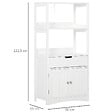 KLEANKIN - Meuble de rangement salle de bain - 2 portes, tiroir, 3 étagères - dim. 60L x 33l x 122H cm - MDF blanc - vignette